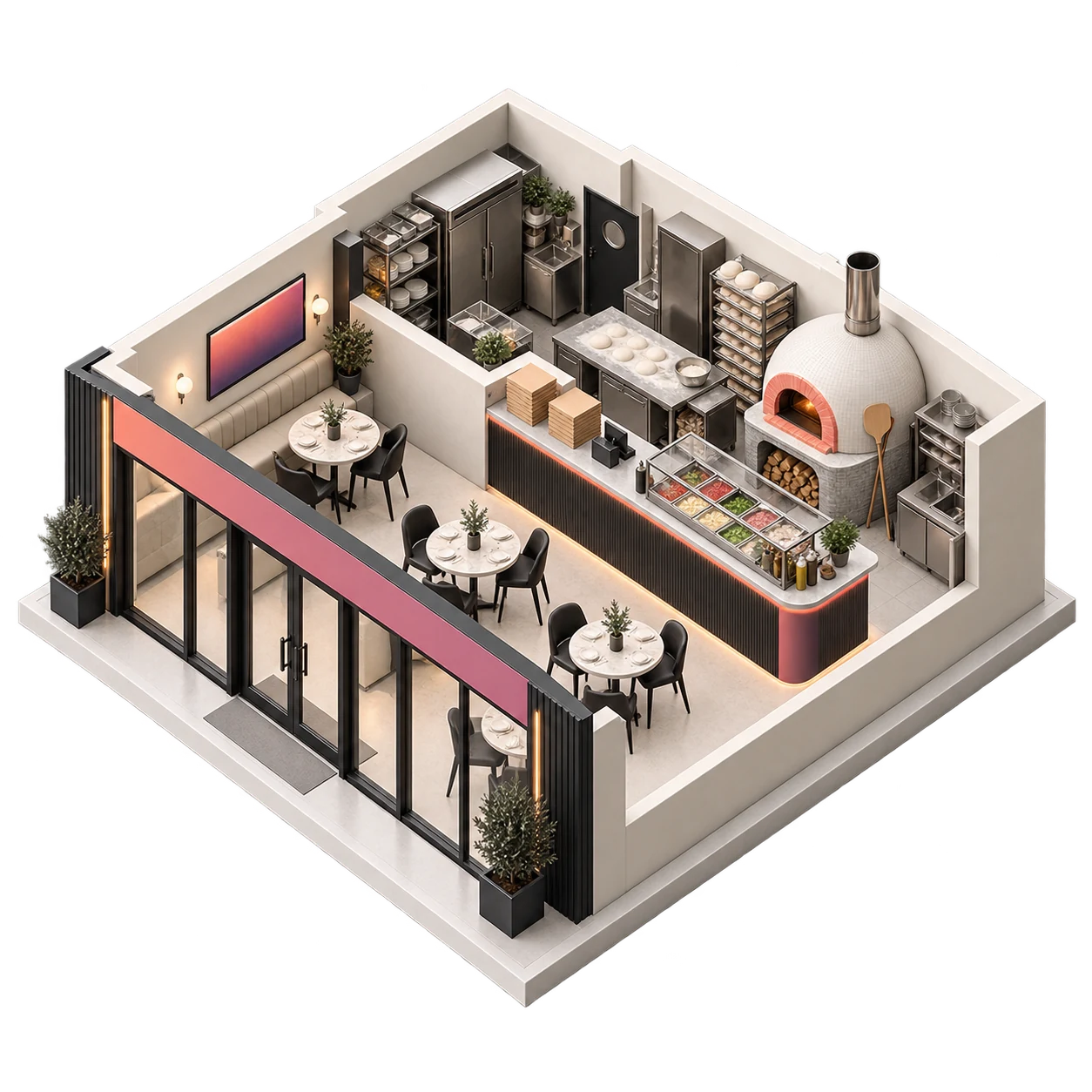 Modelo isométrico de Pizzaria